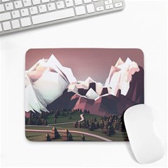 White And Brown Mountain Illustration Digital Art Small Mousepad by Cendanart