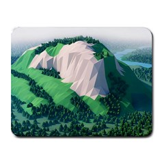 Green And White Polygonal Mountain Small Mousepad by Cendanart