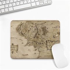 Retro Vintage Gray Map Middle Earth Small Mousepad by Cendanart