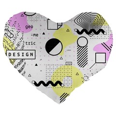 Graphic Design Geometric Background Large 19  Premium Heart Shape Cushions by Bedest