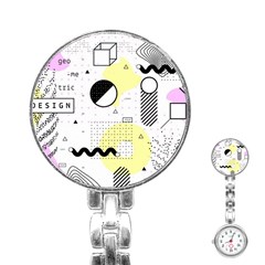 Graphic Design Geometric Background Stainless Steel Nurses Watch by Bedest