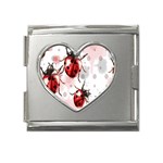 Ladybugs Pattern Texture Watercolor Mega Link Heart Italian Charm (18mm) Front