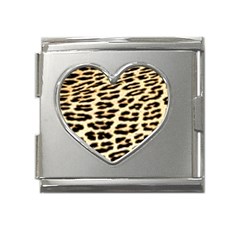 Leopard Print Mega Link Heart Italian Charm (18mm) by TShirt44