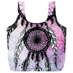 Dream Catcher Art Feathers Pink Full Print Recycle Bag (xl) by Bedest