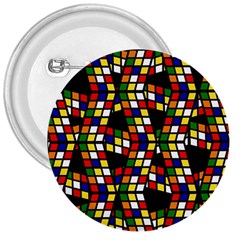 Graphic Pattern Rubiks Cube 3  Buttons by Cendanart