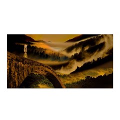 Bridge Of Regret Satin Wrap 35  X 70  by Cendanart