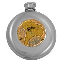 Vintage Map Of The World Continent Round Hip Flask (5 Oz) by Proyonanggan