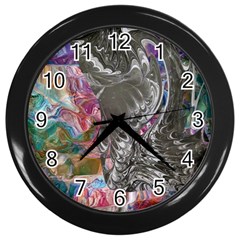 Wing On Abstract Delta Wall Clock (black) by kaleidomarblingart