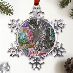 Wing On Abstract Delta Metal Large Snowflake Ornament by kaleidomarblingart