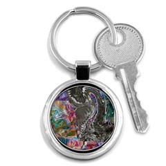 Wing On Abstract Delta Key Chain (round) by kaleidomarblingart