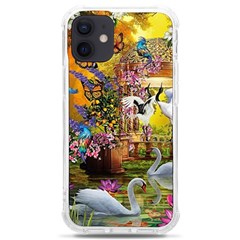 Garden Of Paradise Butterfly Swan Bird Painting Gazebo, Peacock Flower Iphone 12 Mini Tpu Uv Print Case	 by Ndabl3x