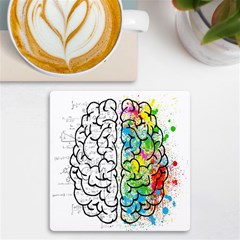 Brain Mind Psychology Idea Drawing Short Overalls Uv Print Square Tile Coaster  by Azkajaya