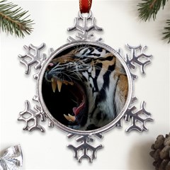 Angry Tiger Roar Metal Large Snowflake Ornament by Cemarart