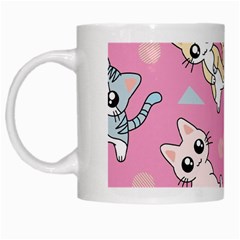 Cute Animal Little Cat Seamless Pattern White Mug by Grandong