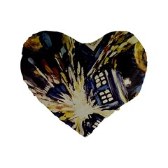 Tardis Doctor Who Pattern Standard 16  Premium Heart Shape Cushions by Cemarart