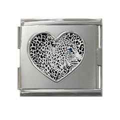 Leopard In Art, Animal, Graphic, Illusion Mega Link Heart Italian Charm (18mm) by nateshop