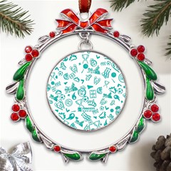 Background, Pattern, Sport Metal X mas Wreath Ribbon Ornament by nateshop