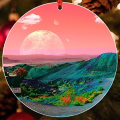 Unicorn Valley Aesthetic Clouds Landscape Mountain Nature Pop Art Surrealism Retrowave Uv Print Acrylic Ornament Round by Cemarart