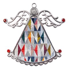 Mosaic, Colorful, Rhombuses, Pattern, Geometry Metal Angel With Crystal Ornament by nateshop