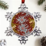 Authentic Aboriginal Art - Bushland Dreaming Metal Large Snowflake Ornament Front