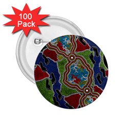 Authentic Aboriginal Art - Walking The Land 2 25  Buttons (100 Pack)  by hogartharts