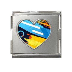 Colorful Paint Strokes Mega Link Heart Italian Charm (18mm) by nateshop