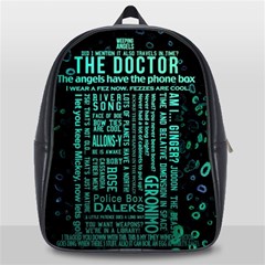 Tardis Doctor Who Technology Number Communication School Bag (large) by Cemarart