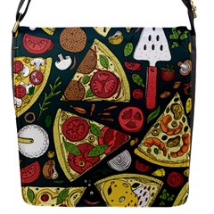 Seamless Pizza Slice Pattern Illustration Great Pizzeria Background Flap Closure Messenger Bag (s) by Cemarart