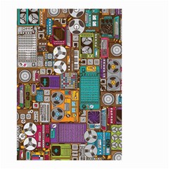 Pattern Design Art Techno  Dj Music Retro Music Device Small Garden Flag (two Sides) by Cemarart