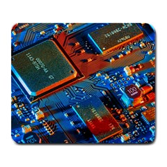 Gray Circuit Board Electronics Electronic Components Microprocessor Large Mousepad by Cemarart