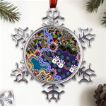 Authentic Aboriginal Art - Discovering Your Dreams Metal Large Snowflake Ornament Front