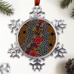 Authentic Aboriginal Art - Gathering 2 Metal Large Snowflake Ornament by hogartharts