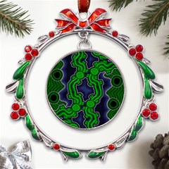 Authentic Aboriginal Art - After The Rain Metal X mas Wreath Ribbon Ornament by hogartharts