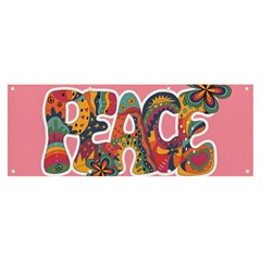 Flower Power Hippie Boho Love Peace Text Pink Pop Art Spirit Banner And Sign 8  X 3  by Grandong