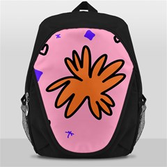 Doodle Flower Sparkles Orange Pink Backpack Bag by Cemarart