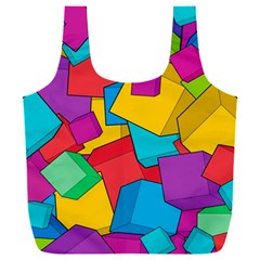 Abstract Cube Colorful  3d Square Pattern Full Print Recycle Bag (xxl) by Cemarart