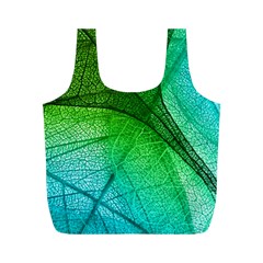 3d Leaves Texture Sheet Blue Green Full Print Recycle Bag (m) by Cemarart