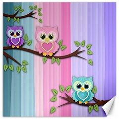 Owls Family Stripe Tree Canvas 12  X 12  by Bedest