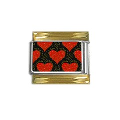 Love Hearts Pattern Style Gold Trim Italian Charm (9mm) by Grandong