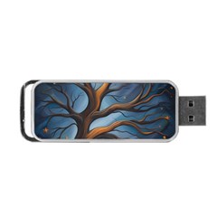 Tree Branches Mystical Moon Expressionist Oil Painting Acrylic Painting Abstract Nature Moonlight Ni Portable Usb Flash (two Sides) by Maspions