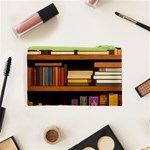 Book Nook Books Bookshelves Comfortable Cozy Literature Library Study Reading Room Fiction Entertain Cosmetic Bag (XS) Back