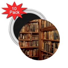 Room Interior Library Books Bookshelves Reading Literature Study Fiction Old Manor Book Nook Reading 2 25  Magnets (10 Pack)  by Grandong