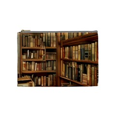 Room Interior Library Books Bookshelves Reading Literature Study Fiction Old Manor Book Nook Reading Cosmetic Bag (medium) by Grandong