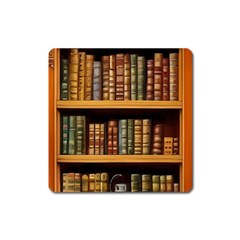 Room Interior Library Books Bookshelves Reading Literature Study Fiction Old Manor Book Nook Reading Square Magnet by Grandong