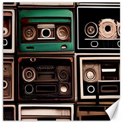 Retro Electronics Old Antiques Texture Wallpaper Vintage Cassette Tapes Retrospective Canvas 12  X 12  by Grandong