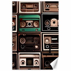 Retro Electronics Old Antiques Texture Wallpaper Vintage Cassette Tapes Retrospective Canvas 20  X 30  by Grandong