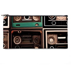 Retro Electronics Old Antiques Texture Wallpaper Vintage Cassette Tapes Retrospective Pencil Case by Grandong