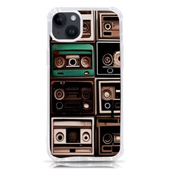 Retro Electronics Old Antiques Texture Wallpaper Vintage Cassette Tapes Retrospective Iphone 14 Plus Tpu Uv Print Case by Grandong