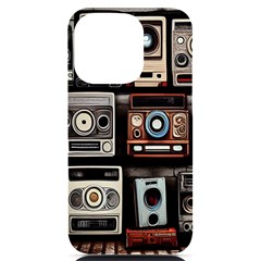 Retro Cameras Old Vintage Antique Technology Wallpaper Retrospective Iphone 14 Pro Black Uv Print Case by Grandong