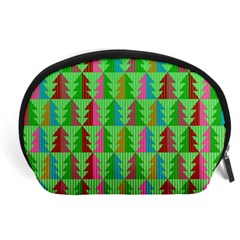 Trees Pattern Retro Pink Red Yellow Holidays Advent Christmas Accessory Pouch (large) by Maspions